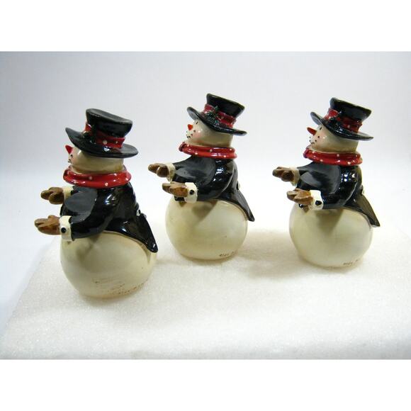 Vintage Christmas Holiday Decor Snowman set Signed 2004 P.I.L Finely Detailed - Picture 3 of 10